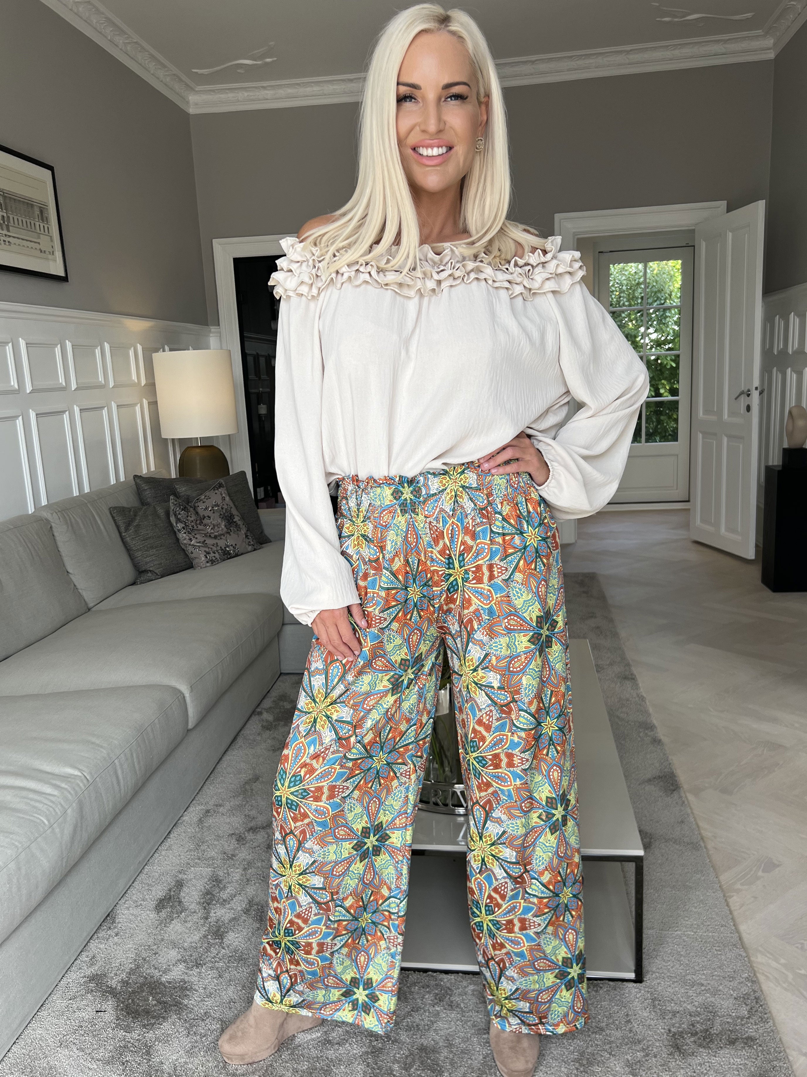 Pams Pants Multi - Løse mønstret bukser i elastisk stof